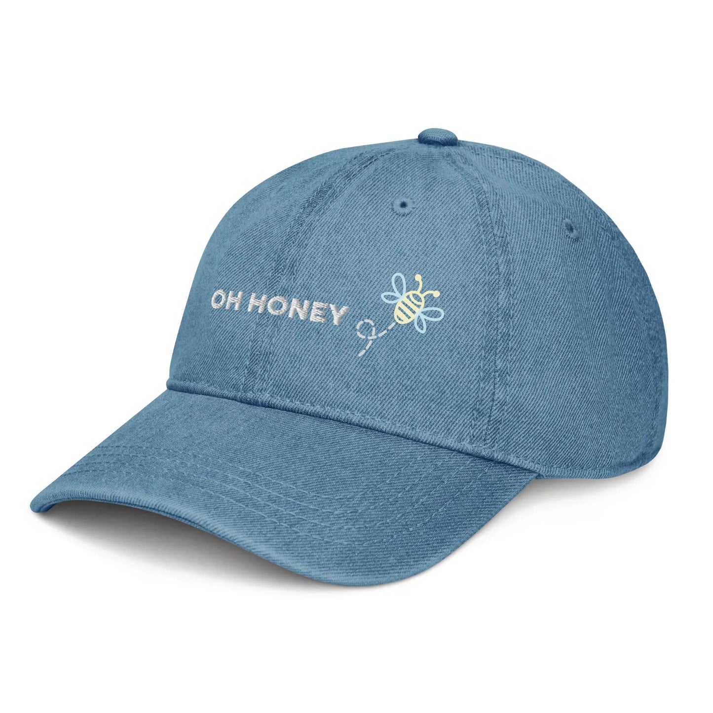 Plotterdatei Oh Honey auf blauer Jeans Cap von SASONA