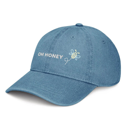 Plotterdatei Oh Honey auf blauer Jeans Cap von SASONA